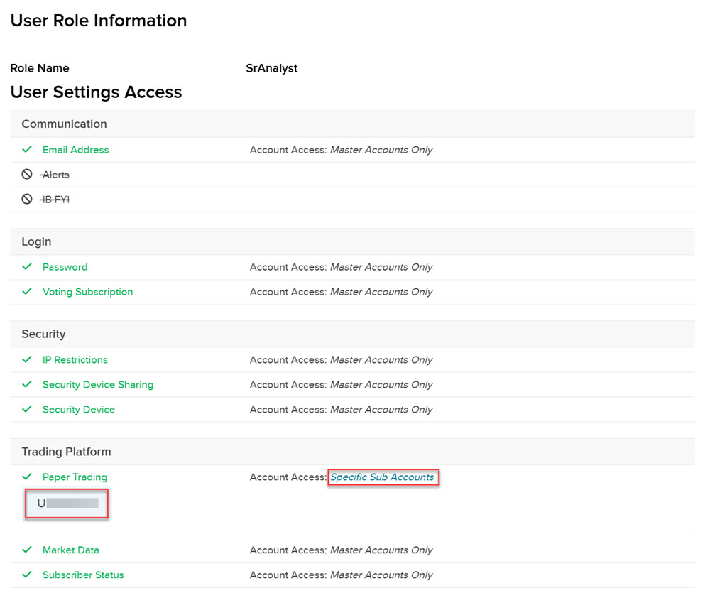 Account Access for User Role in Portals